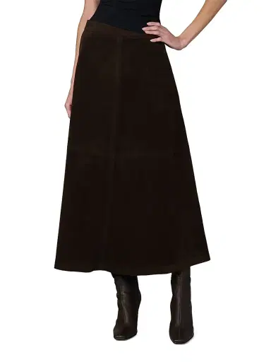 Joe's Jeans Women's The Tavi Vegan Suede Midi-Skirt - Dark Chocolate | Thumbnail 3 Joe's Jeans Women's The Tavi Vegan Suede Midi-Skirt - Dark Chocolate | Thumbnail 3