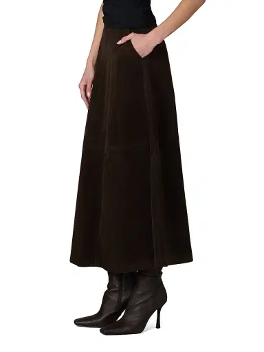 Joe's Jeans Women's The Tavi Vegan Suede Midi-Skirt - Dark Chocolate | Thumbnail 4 Joe's Jeans Women's The Tavi Vegan Suede Midi-Skirt - Dark Chocolate | Thumbnail 4