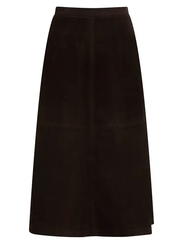Women's The Tavi Vegan Suede Midi-Skirt - Dark Chocolate Women's The Tavi Vegan Suede Midi-Skirt - Dark Chocolate