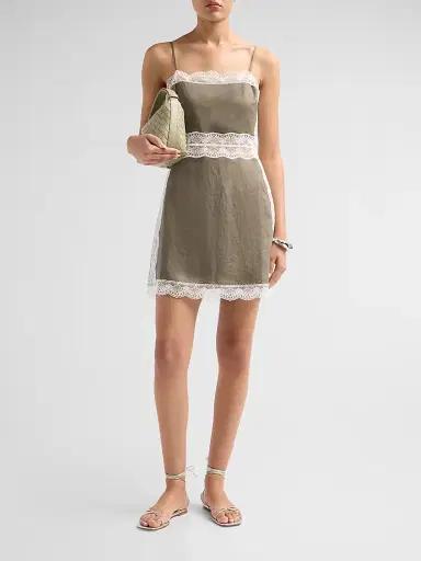 Staud Women's Amalina Lace-Trim Linen Minidress | Thumbnail 2 Staud Women's Amalina Lace-Trim Linen Minidress | Thumbnail 2