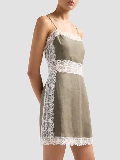 Staud Women's Amalina Lace-Trim Linen Minidress | Thumbnail 5 Staud Women's Amalina Lace-Trim Linen Minidress | Thumbnail 5