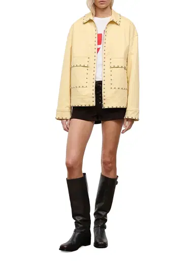 Staud Women's Clarke Studded Jacket - Butter Studs - Size XL | Thumbnail 2 Staud Women's Clarke Studded Jacket - Butter Studs - Size XL | Thumbnail 2