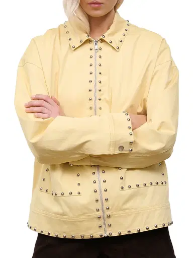 Staud Women's Clarke Studded Jacket - Butter Studs - Size XL | Thumbnail 3 Staud Women's Clarke Studded Jacket - Butter Studs - Size XL | Thumbnail 3