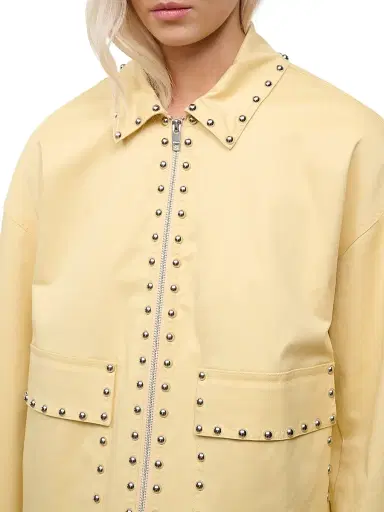 Staud Women's Clarke Studded Jacket - Butter Studs - Size XL | Thumbnail 6 Staud Women's Clarke Studded Jacket - Butter Studs - Size XL | Thumbnail 6