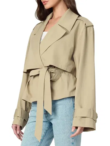 Joe's Jeans Women's The Liz Cropped Trench Coat - Camel | Thumbnail 4 Joe's Jeans Women's The Liz Cropped Trench Coat - Camel | Thumbnail 4