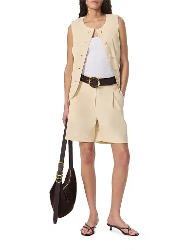 rag & bone Women's Leona Linen-Blend Shorts - Light Tan | Thumbnail 2 rag & bone Women's Leona Linen-Blend Shorts - Light Tan | Thumbnail 2