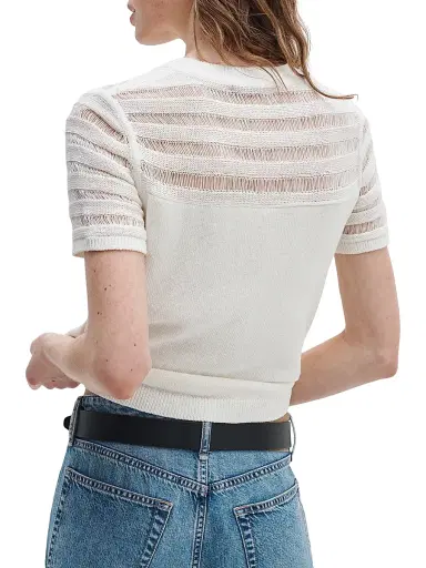 rag & bone Women's Britt Pointelle Short-Sleeve Knit Top - White - Size XL | Thumbnail 4 rag & bone Women's Britt Pointelle Short-Sleeve Knit Top - White - Size XL | Thumbnail 4