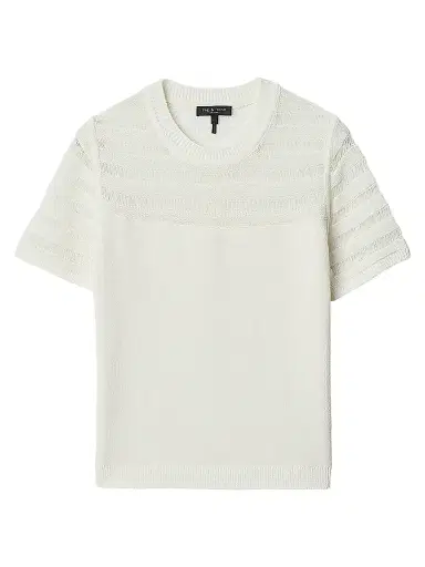 rag & bone Women's Britt Pointelle Short-Sleeve Knit Top - White - Size XL | Thumbnail 1 rag & bone Women's Britt Pointelle Short-Sleeve Knit Top - White - Size XL | Thumbnail 1