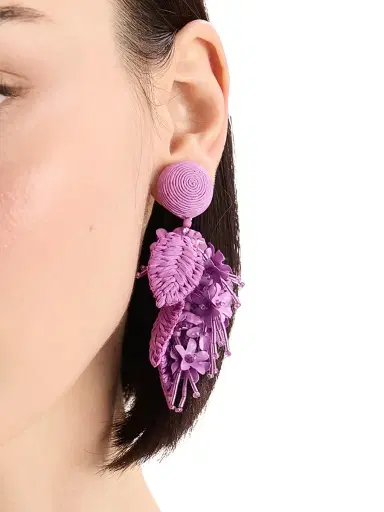 Oscar de la Renta Women's Mixed-Media Tassel Bouquet Clip-On Drop Earrings - Violet | Thumbnail 2 Oscar de la Renta Women's Mixed-Media Tassel Bouquet Clip-On Drop Earrings - Violet | Thumbnail 2