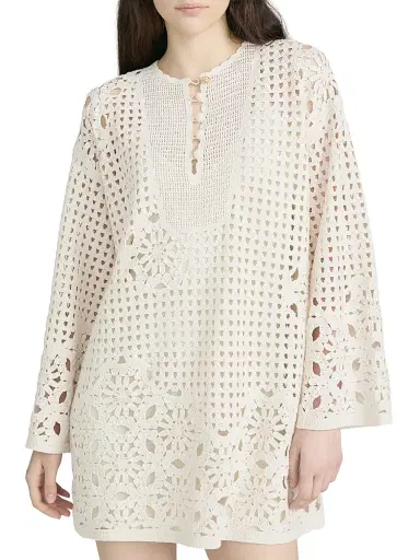 Frame Women's The Postcard Cotton Tunic Dress - Cream - Size Large | Thumbnail 4 Frame Women's The Postcard Cotton Tunic Dress - Cream - Size Large | Thumbnail 4