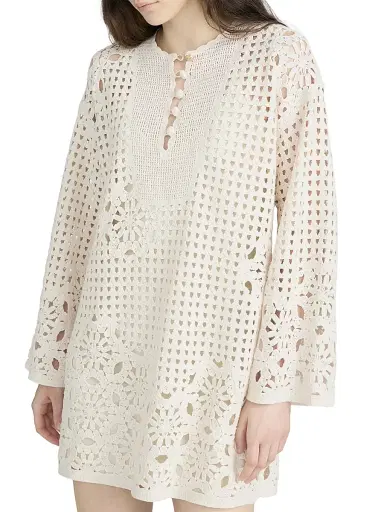 Frame Women's The Postcard Cotton Tunic Dress - Cream - Size Large | Thumbnail 5 Frame Women's The Postcard Cotton Tunic Dress - Cream - Size Large | Thumbnail 5