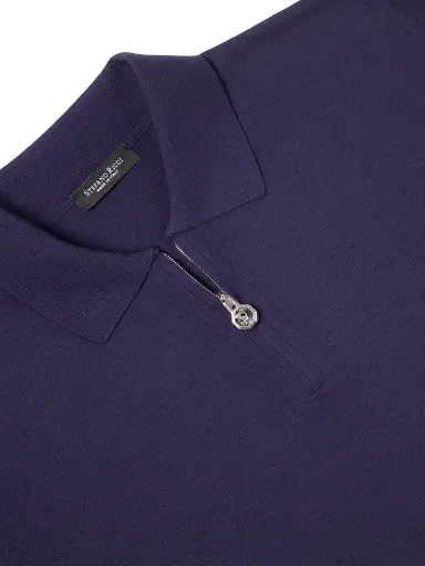Stefano Ricci Men's Wool Polo Sweater - Blue | Thumbnail 2 Stefano Ricci Men's Wool Polo Sweater - Blue | Thumbnail 2