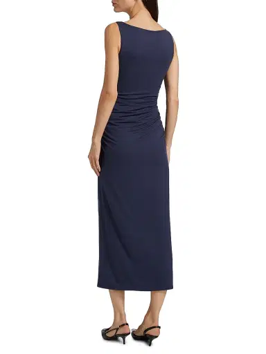 Reformation Women's Benson Ruched Stretch Jersey Midi-Dress - Midnight | Thumbnail 5 Reformation Women's Benson Ruched Stretch Jersey Midi-Dress - Midnight | Thumbnail 5