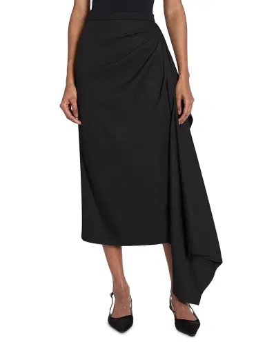 Erdem Women's Draped Midi Pencil Skirt - Black | Thumbnail 3 Erdem Women's Draped Midi Pencil Skirt - Black | Thumbnail 3
