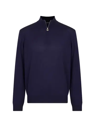 Stefano Ricci Men's Wool Quarter-Zip Sweater - Blue | Thumbnail 1 Stefano Ricci Men's Wool Quarter-Zip Sweater - Blue | Thumbnail 1