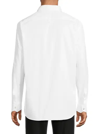 Stefano Ricci Men's Cotton Chambray Snap-Front Shirt - White | Thumbnail 5 Stefano Ricci Men's Cotton Chambray Snap-Front Shirt - White | Thumbnail 5