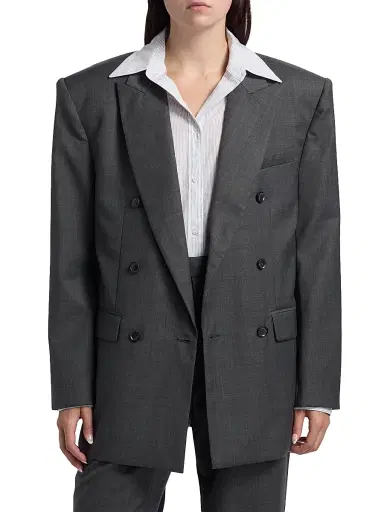 Ronny Kobo Women's 1988 Double-Breasted Wool-Blend Blazer - Dark Grey | Thumbnail 3 Ronny Kobo Women's 1988 Double-Breasted Wool-Blend Blazer - Dark Grey | Thumbnail 3