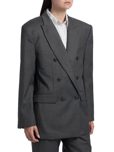 Ronny Kobo Women's 1988 Double-Breasted Wool-Blend Blazer - Dark Grey | Thumbnail 4 Ronny Kobo Women's 1988 Double-Breasted Wool-Blend Blazer - Dark Grey | Thumbnail 4