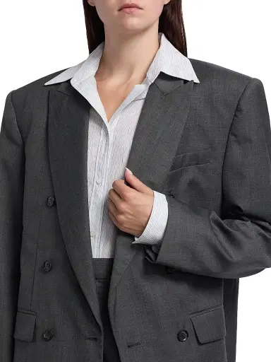 Ronny Kobo Women's 1988 Double-Breasted Wool-Blend Blazer - Dark Grey | Thumbnail 6 Ronny Kobo Women's 1988 Double-Breasted Wool-Blend Blazer - Dark Grey | Thumbnail 6