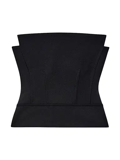 Another Tomorrow Women's Architectural Wool Bustier - Black | Thumbnail 1 Another Tomorrow Women's Architectural Wool Bustier - Black | Thumbnail 1