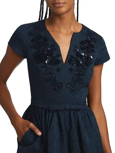 SACHIN BABI Women's Estelle Embellished Jacquard Fit & Flare Gown - Poseidon | Thumbnail 6 SACHIN BABI Women's Estelle Embellished Jacquard Fit & Flare Gown - Poseidon | Thumbnail 6