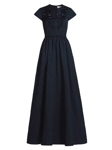 SACHIN BABI Women's Estelle Embellished Jacquard Fit & Flare Gown - Poseidon | Thumbnail 1 SACHIN BABI Women's Estelle Embellished Jacquard Fit & Flare Gown - Poseidon | Thumbnail 1