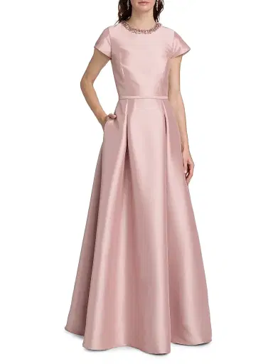 SACHIN BABI Women's Blythe Embellished Mikado Gown - Rose Quartz | Thumbnail 3 SACHIN BABI Women's Blythe Embellished Mikado Gown - Rose Quartz | Thumbnail 3