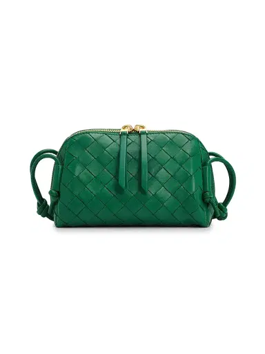 Bottega Veneta Women's Intrecciato Nappa Leather Pouch - Jungle Gold | Thumbnail 1 Bottega Veneta Women's Intrecciato Nappa Leather Pouch - Jungle Gold | Thumbnail 1
