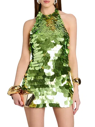 Retrofête Women's Bondera Sequin Halter Minidress - Kiwi - Size Large | Thumbnail 2 Retrofête Women's Bondera Sequin Halter Minidress - Kiwi - Size Large | Thumbnail 2