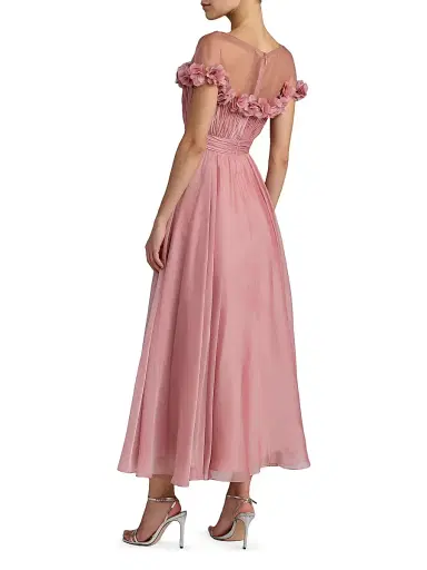 Mac Duggal Women's Floral Chiffon Midi-Dress - Rose Gold - Size 16 | Thumbnail 2 Mac Duggal Women's Floral Chiffon Midi-Dress - Rose Gold - Size 16 | Thumbnail 2