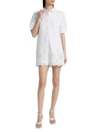 Frame Women's The Eyelet Play Cotton-Blend Mini Shirtdress - White - Size XL | Thumbnail 2 Frame Women's The Eyelet Play Cotton-Blend Mini Shirtdress - White - Size XL | Thumbnail 2