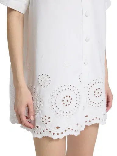 Frame Women's The Eyelet Play Cotton-Blend Mini Shirtdress - White - Size XL | Thumbnail 6 Frame Women's The Eyelet Play Cotton-Blend Mini Shirtdress - White - Size XL | Thumbnail 6