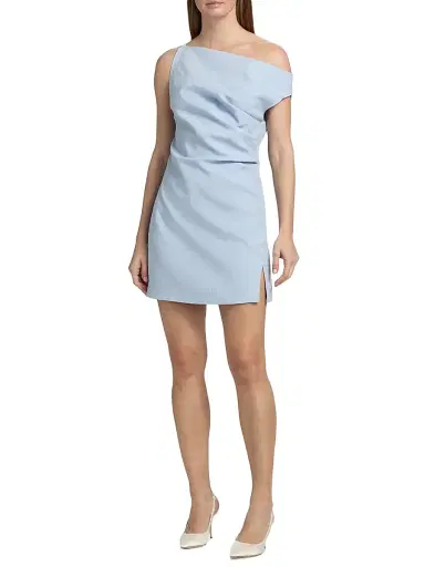 Ronny Kobo Women's Winnie Draped One-Shoulder Minidress - Ice | Thumbnail 2 Ronny Kobo Women's Winnie Draped One-Shoulder Minidress - Ice | Thumbnail 2