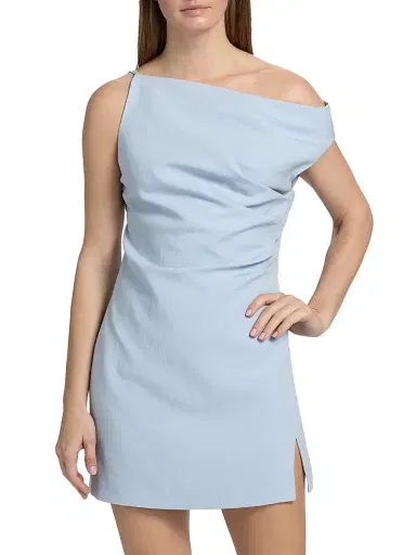 Ronny Kobo Women's Winnie Draped One-Shoulder Minidress - Ice | Thumbnail 3 Ronny Kobo Women's Winnie Draped One-Shoulder Minidress - Ice | Thumbnail 3