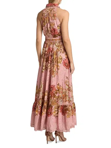 Hemant & Nandita Women's Sula Floral Cotton Tie-Waist Maxi Shirtdress - Dusty Pink | Thumbnail 5 Hemant & Nandita Women's Sula Floral Cotton Tie-Waist Maxi Shirtdress - Dusty Pink | Thumbnail 5