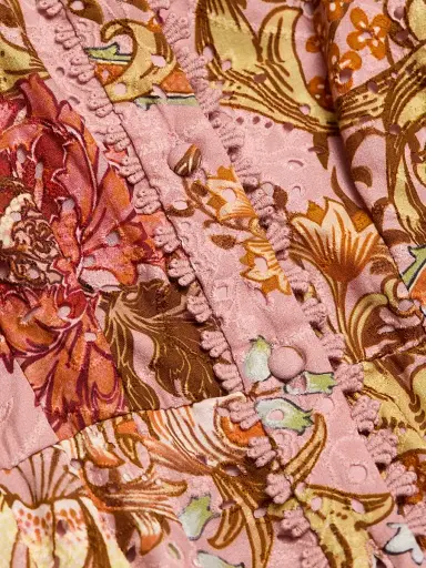 Hemant & Nandita Women's Sula Floral Cotton Tie-Waist Maxi Shirtdress - Dusty Pink | Thumbnail 7 Hemant & Nandita Women's Sula Floral Cotton Tie-Waist Maxi Shirtdress - Dusty Pink | Thumbnail 7