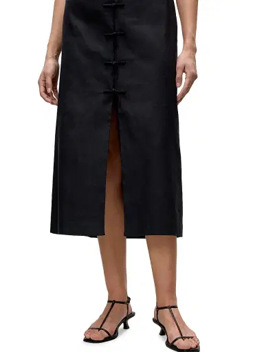 REBECCA TAYLOR Women's Beatrice Stretch Linen-Blend Midi-Dress - Black - Size 12 | Thumbnail 6 REBECCA TAYLOR Women's Beatrice Stretch Linen-Blend Midi-Dress - Black - Size 12 | Thumbnail 6