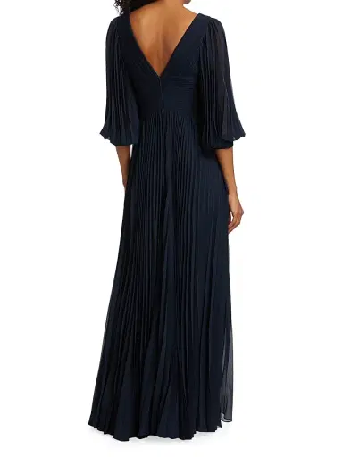 Teri Jon by Rickie Freeman Women's Chiffon Pleated Gown - Navy | Thumbnail 5 Teri Jon by Rickie Freeman Women's Chiffon Pleated Gown - Navy | Thumbnail 5