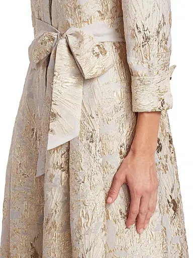 Teri Jon by Rickie Freeman Women's Brocade Shirt Gown - Gold - Size 8 | Thumbnail 6 Teri Jon by Rickie Freeman Women's Brocade Shirt Gown - Gold - Size 8 | Thumbnail 6