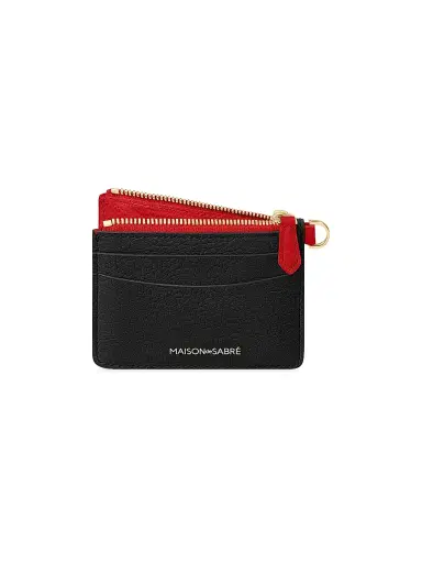 MAISON de SABRÉ Women's Leather Zipped Card Pouch - Rouge Noir | Thumbnail 3 MAISON de SABRÉ Women's Leather Zipped Card Pouch - Rouge Noir | Thumbnail 3