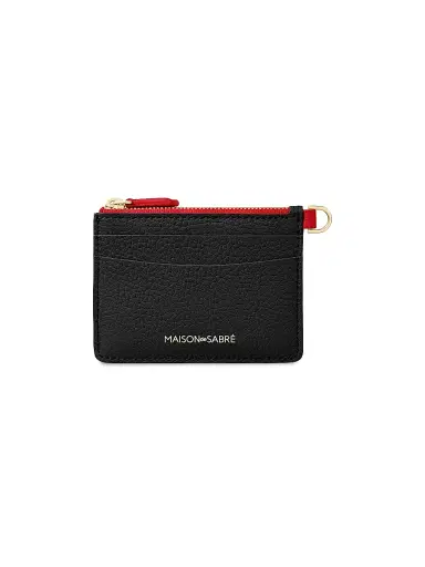 MAISON de SABRÉ Women's Leather Zipped Card Pouch - Rouge Noir | Thumbnail 1 MAISON de SABRÉ Women's Leather Zipped Card Pouch - Rouge Noir | Thumbnail 1