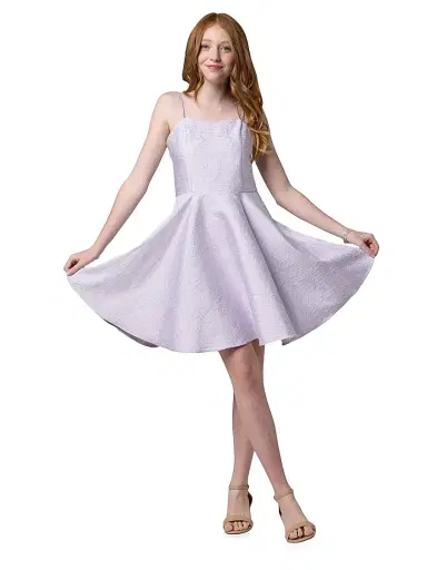 Un Deux Trois Girl's Fit-&-Flare Satin Dress - Lilac | Thumbnail 2 Un Deux Trois Girl's Fit-&-Flare Satin Dress - Lilac | Thumbnail 2