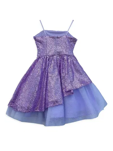 Un Deux Trois Girl's Peek-A-Boo Sequin Dress - Lilac | Thumbnail 2 Un Deux Trois Girl's Peek-A-Boo Sequin Dress - Lilac | Thumbnail 2