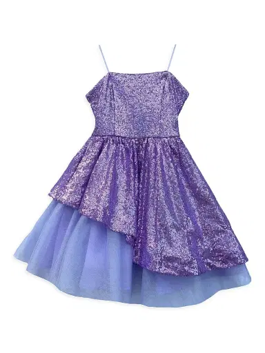 Un Deux Trois Girl's Peek-A-Boo Sequin Dress - Lilac | Thumbnail 1 Un Deux Trois Girl's Peek-A-Boo Sequin Dress - Lilac | Thumbnail 1