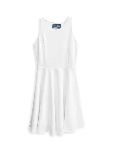 Un Deux Trois Girl's Textured Racerback Dress - White | Thumbnail 1 Un Deux Trois Girl's Textured Racerback Dress - White | Thumbnail 1