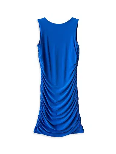 Un Deux Trois Girl's Ruched Knit Minidress - Classic Blue | Thumbnail 2 Un Deux Trois Girl's Ruched Knit Minidress - Classic Blue | Thumbnail 2