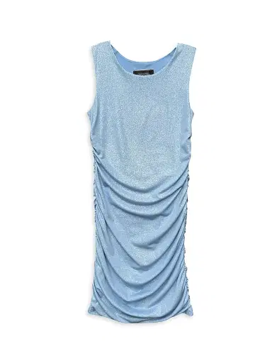 Un Deux Trois Girl's Ruched Knit Minidress - Light Blue | Thumbnail 1 Un Deux Trois Girl's Ruched Knit Minidress - Light Blue | Thumbnail 1