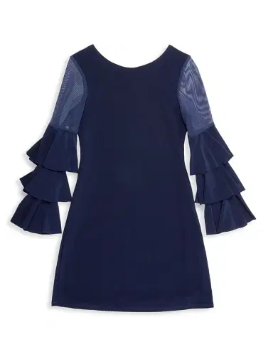 Un Deux Trois Girl's Ruffle Sleeve Shift Dress - | Thumbnail 3 Un Deux Trois Girl's Ruffle Sleeve Shift Dress - | Thumbnail 3