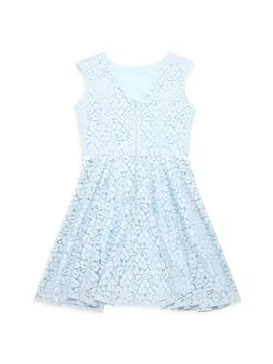 Un Deux Trois Girl's Lace Cap Sleeve Dress - Pink | Thumbnail 2 Un Deux Trois Girl's Lace Cap Sleeve Dress - Pink | Thumbnail 2
