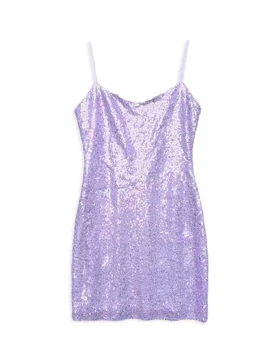 Un Deux Trois Girl's Sequin Fitted Mini Dress - Lilac | Thumbnail 1 Un Deux Trois Girl's Sequin Fitted Mini Dress - Lilac | Thumbnail 1